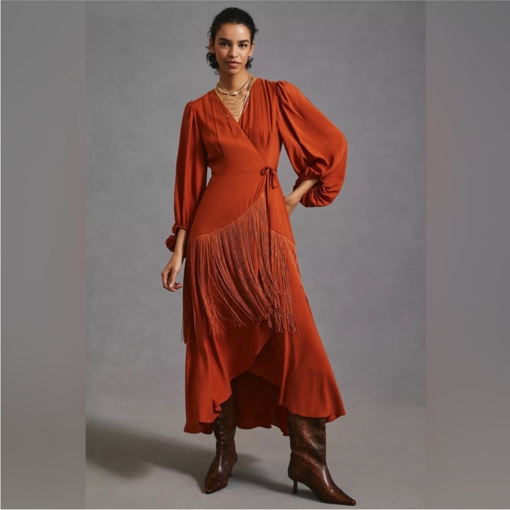 Anthropologie Hutch Fringe Wrap Coastal Cowgirl Maxi Dress Size XSP